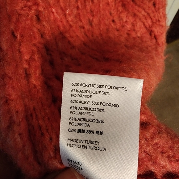 Anthropologie Nuria Open Front Textured Cable Knit Cardigan Sweater Coral Size L - Picture 7 of 11